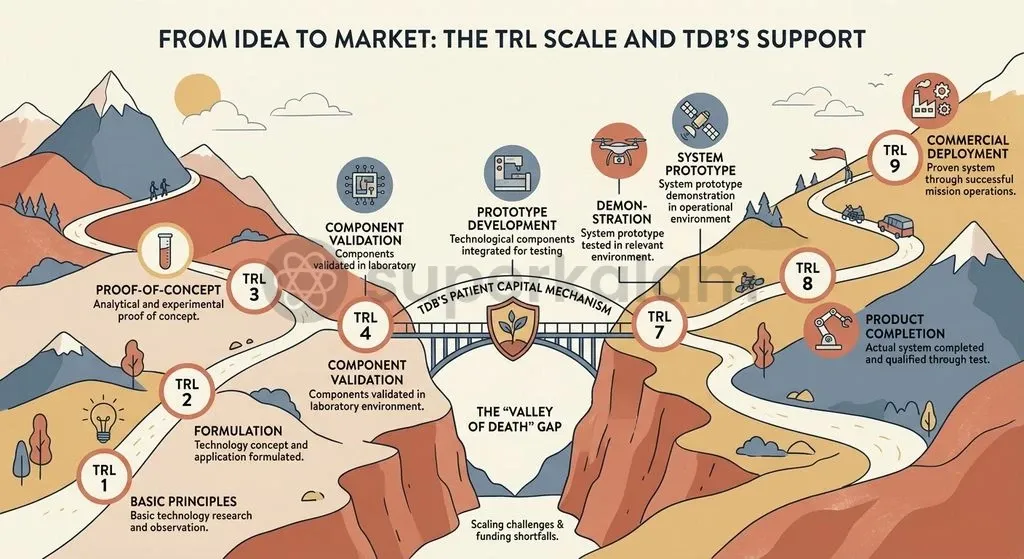 State-backed patient capital through TDB debentures bridges the critical transition between laboratory prototypes and commercial launch qualification.