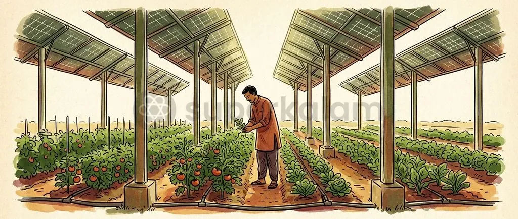 Agrivoltaic systems co-locate elevated solar arrays over arable fields, balancing clean energy targets with rural food security.