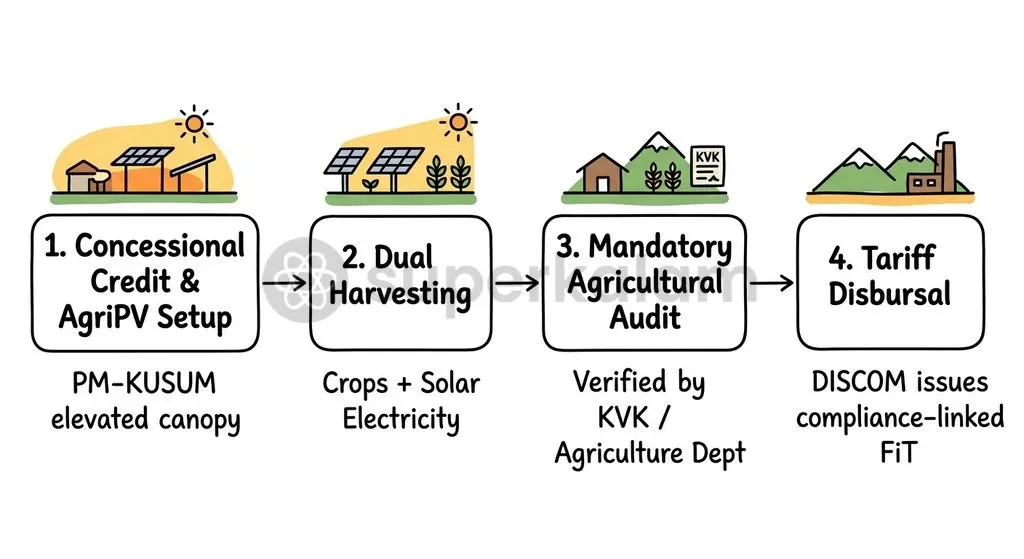Reforming PM-KUSUM requires linking discom tariff payouts directly to agricultural yield audits certified by local farm universities.