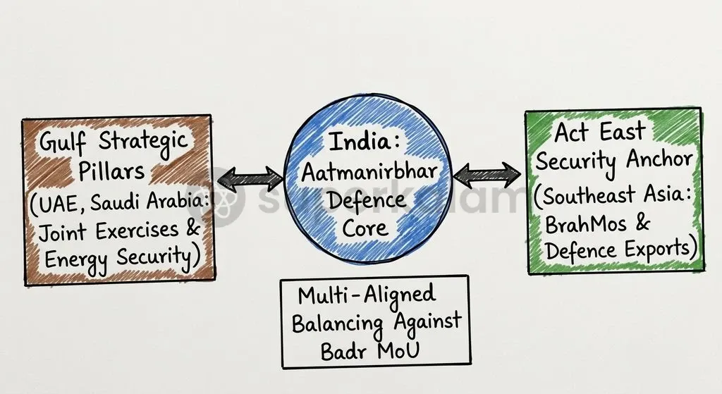 India balances regional minilaterals through established bilateral partnerships, maritime domain awareness, and indigenous defence initiatives.