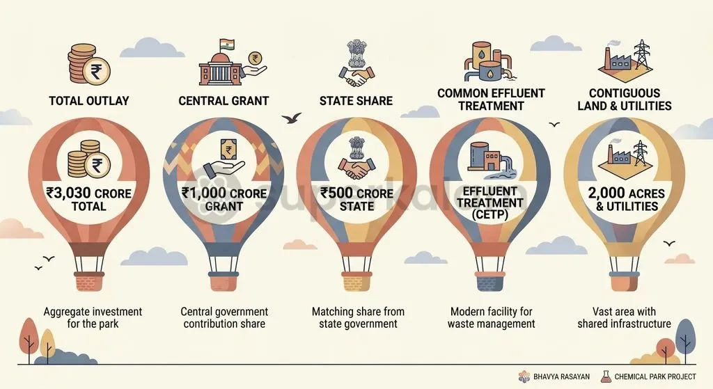 The BHAVYA Rasayan scheme combines central capital grants with state-level co-financing to deliver plug-and-play chemical parks.