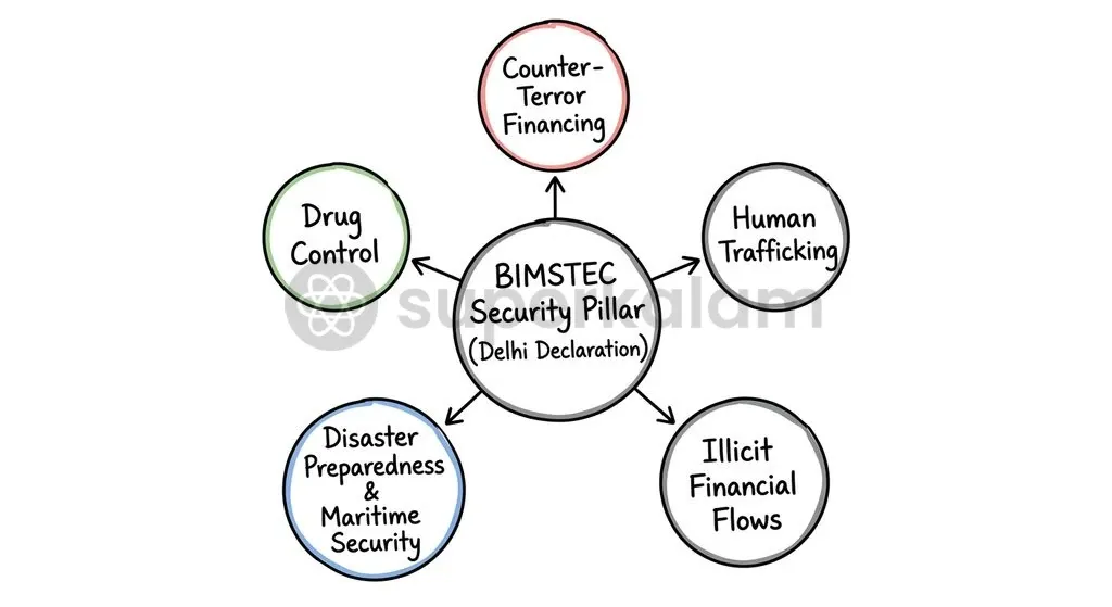 The Delhi Declaration structures regional security across five actionable pillars led by institutional working groups.