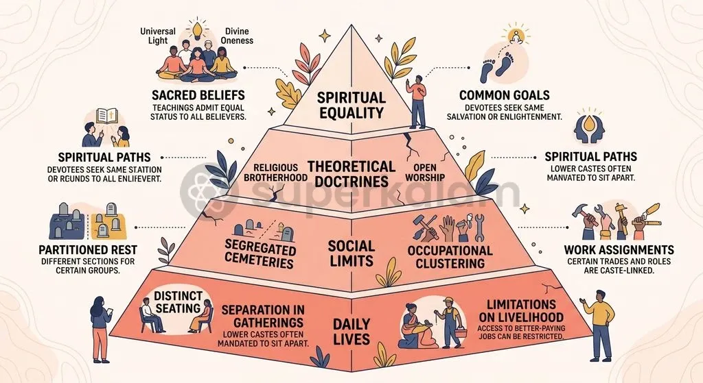 Sociological studies demonstrate that hereditary caste hierarchies often outlast theological shifts across religious communities.