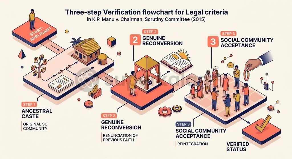 The Supreme Court's three-step verification process established in 2015 for reclaiming Scheduled Caste status upon reconversion.