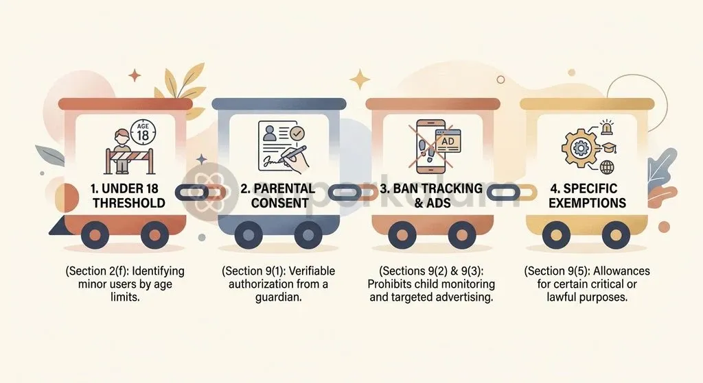 Section 9 of the DPDP Act, 2023 establishes verifiable consent and bans tracking for users under 18.