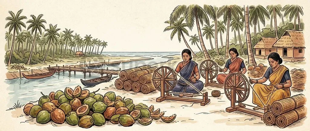 India's coir sector converts agricultural waste into high-value ecological products, driving sustainable rural industrialisation.