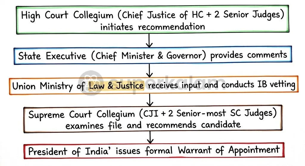 The multi-stage recommendation and clearance process under India's Memorandum of Procedure.