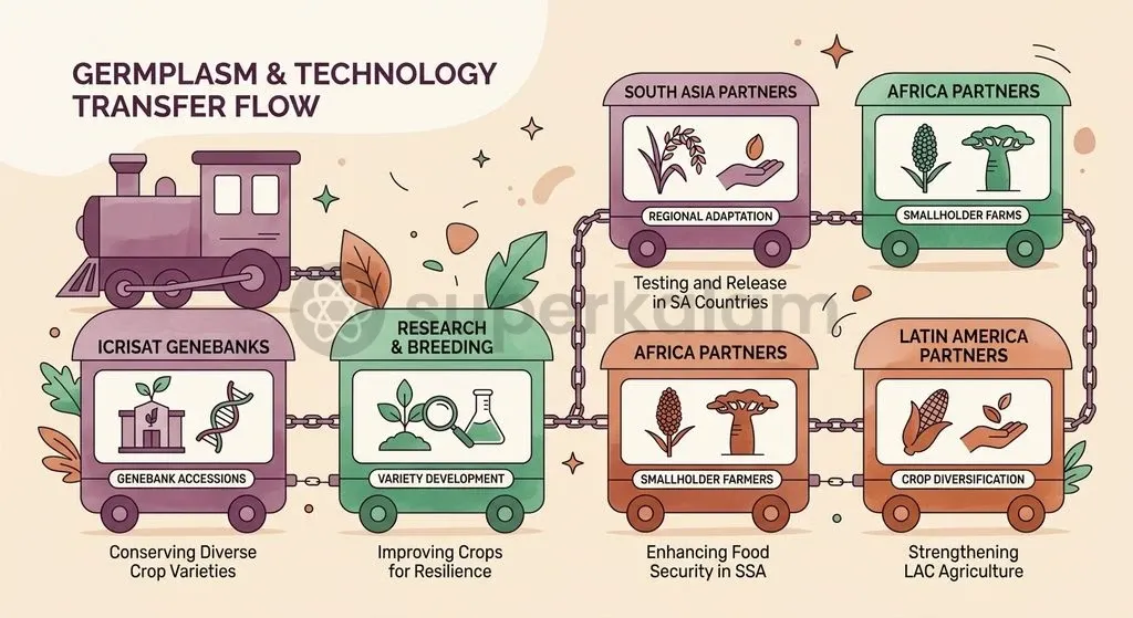 South–South cooperation channels proven agronomic innovations and conserved genetic germplasm across semi-arid regions.
