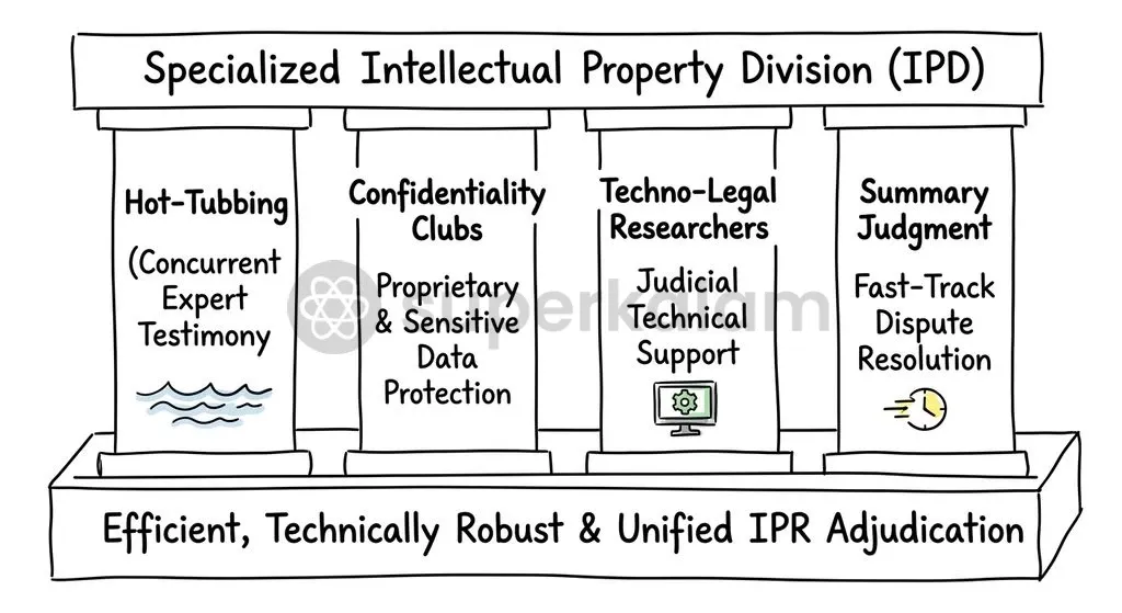 Key procedural innovations introduced under the Delhi High Court IPD Rules, 2022 to accelerate dispute resolution.