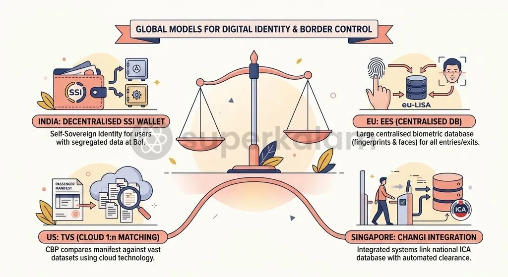 International border systems balance centralised biometric registries with decentralised passenger facilitation models.