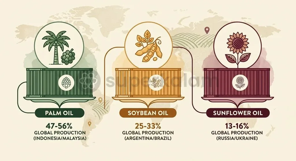 Palm oil forms the largest segment of India's import basket, primarily sourced from Southeast Asia.