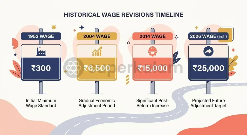 The statutory wage ceiling under the EPFO framework has expanded from ₹300 in 1952 to ₹25,000 in 2026.