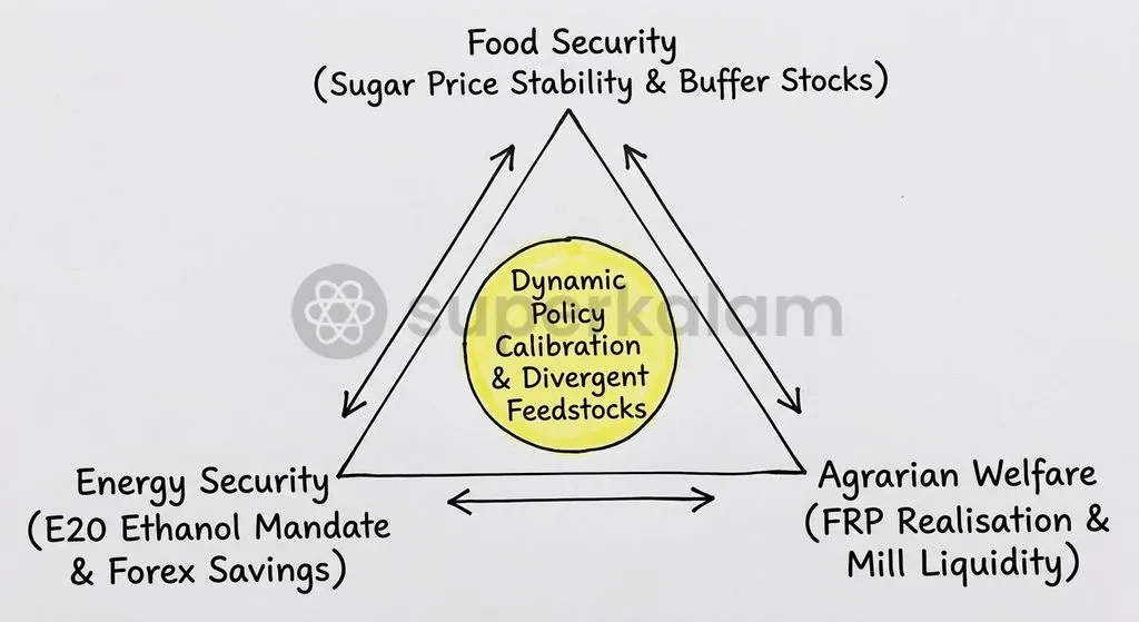 Policymakers balance domestic food affordability, mandatory biofuel blending targets, and statutory cane price remuneration for farmers.
