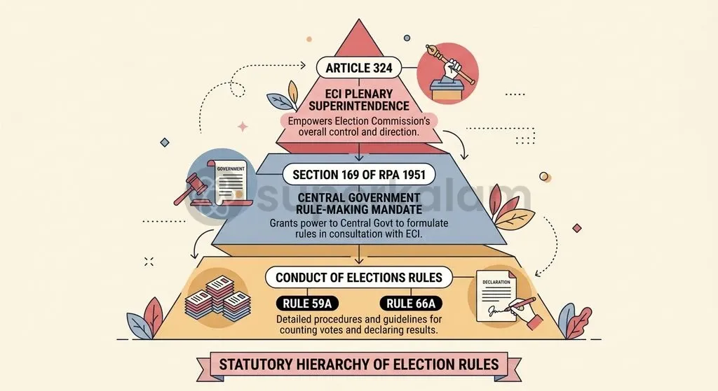 The statutory framework vests rule-making powers in the Central Government under Section 169 of the RPA, 1951.