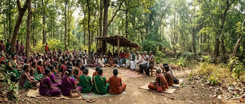 Gram Sabhas in forested landscapes hold statutory powers under the Forest Rights Act, 2006 to govern traditional resources and verify land claims.