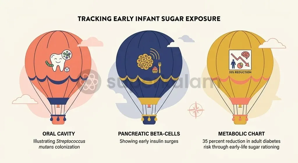 Nutritional exposure during early infancy permanently influences taste receptors, metabolic pathways, and adult cardiovascular disease risks.