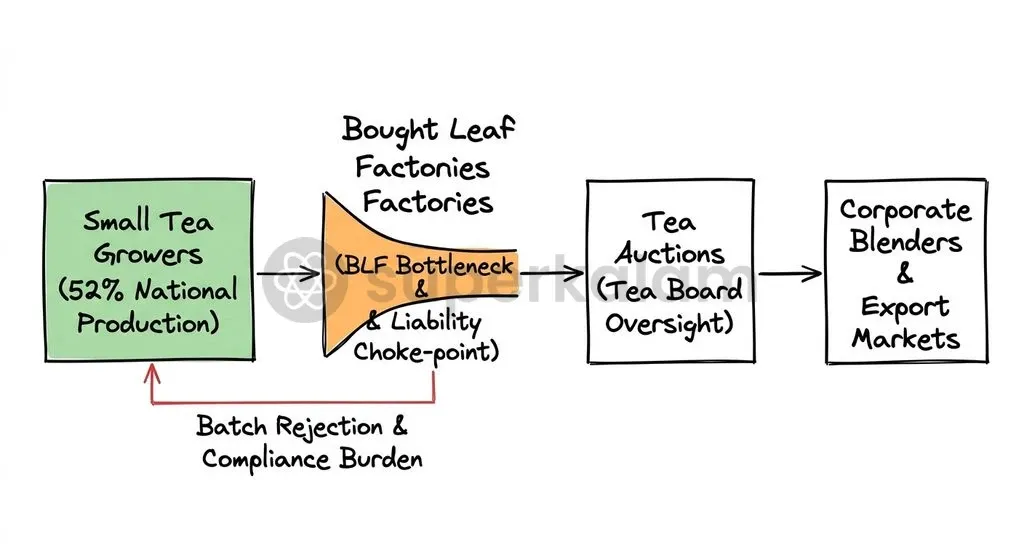 Bought Leaf Factories sit as the sole processing link between unorganised smallholders and domestic tea auction platforms.