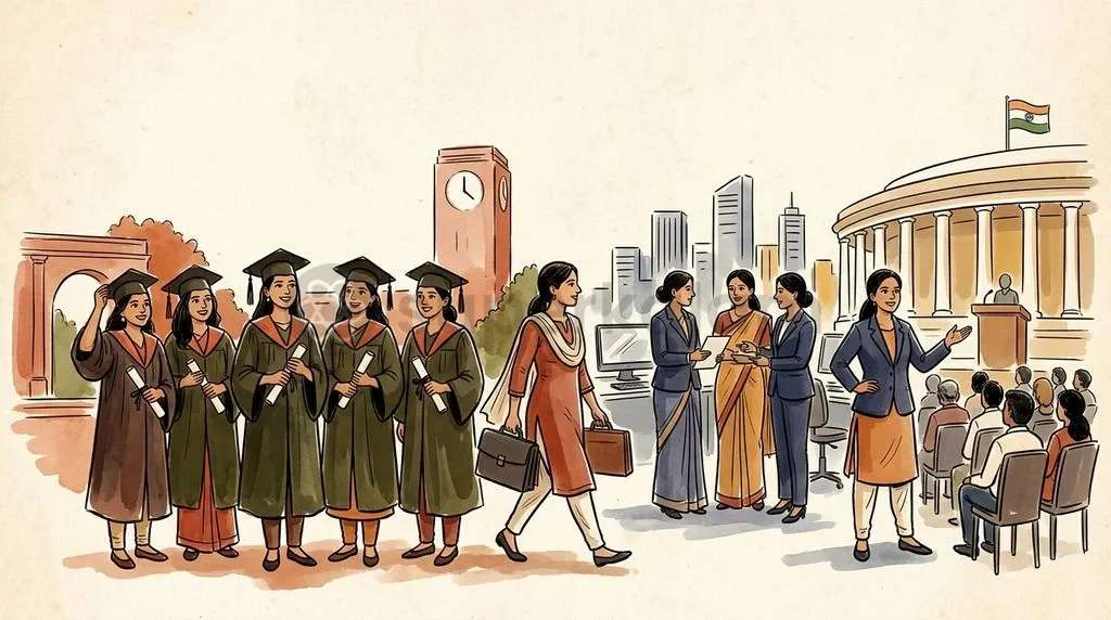 India's gender parity landscape presents a contrast between educational achievement and formal workforce integration.