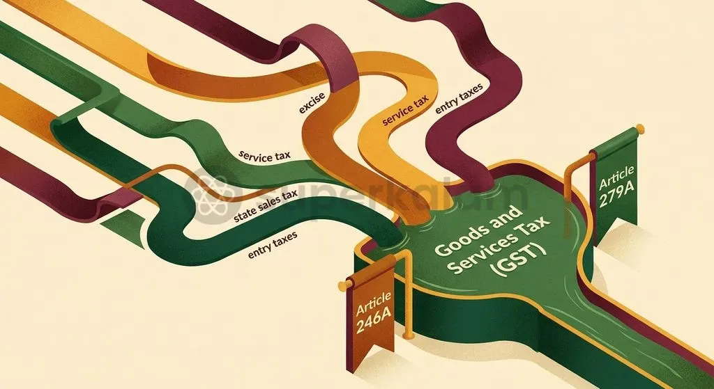 The 101st Constitutional Amendment unified seventeen separate central and state levies into a shared indirect tax architecture.
