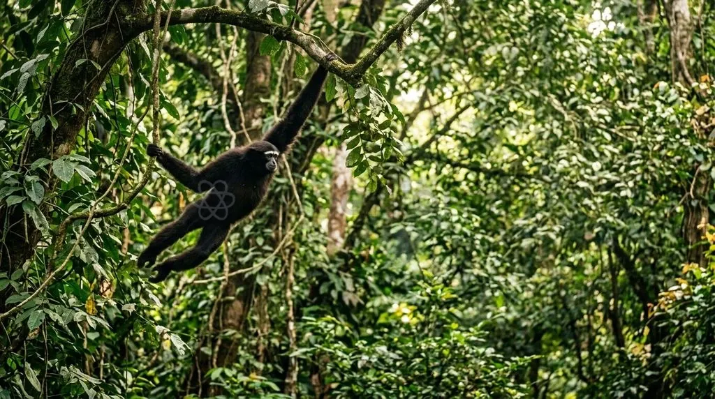 The Western Hoolock Gibbon, India's only ape species, depends entirely on unbroken forest canopies for survival in Assam's Hollongapar sanctuary.
