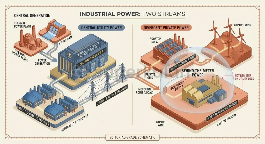 Captive commercial solar and decentralised installations frequently bypass central utility tracking, creating discrepancies in power dispatches.