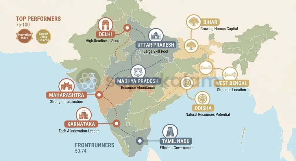 Sub-national performance in EV adoption is concentrated in western and southern states, leaving significant readiness gaps across eastern and central India.