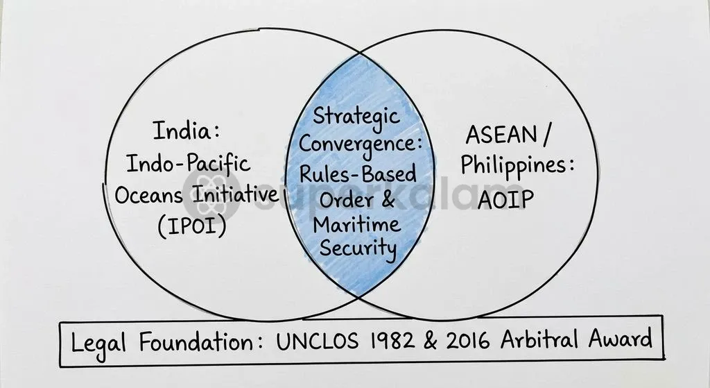 Bilateral security synergy rests on adherence to UNCLOS 1982 and the strategic convergence between IPOI and AOIP pillars.