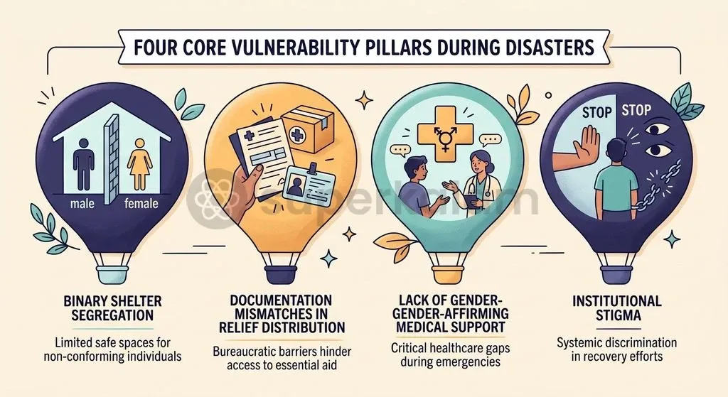 Conventional disaster response systems frequently generate secondary displacement through infrastructure and administrative barriers.