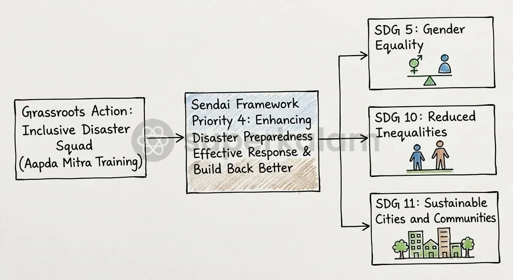 Local community-based rescue initiatives directly fulfill Sendai Framework Priority 4 and key United Nations Sustainable Development Goals.