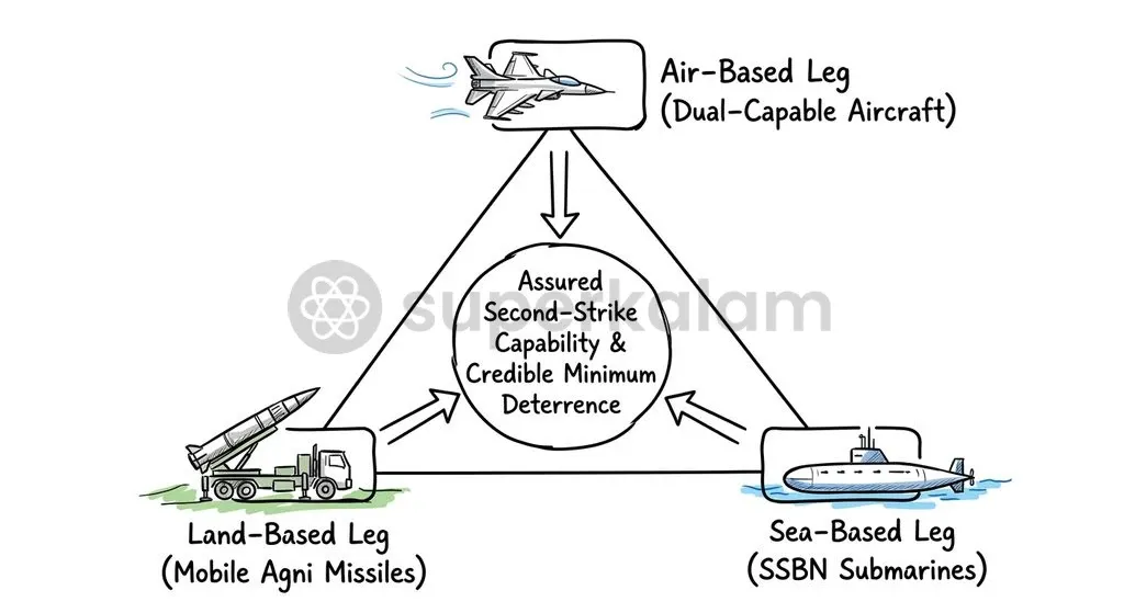 Survivable delivery platforms across land, air, and sea guarantee an assured second-strike retaliatory capability.