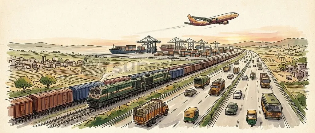 India's transport infrastructure landscape requires deep multi-modal integration across roads, rail, ports, and civil aviation.
