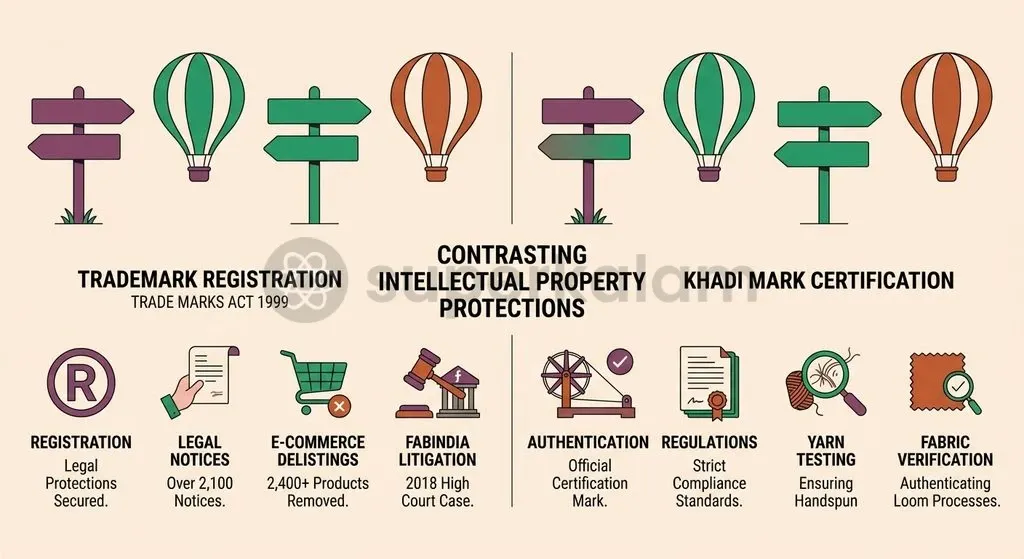 The dual pillars of KVIC's intellectual property defense: digital marketplace delistings and statutory trademark litigation.