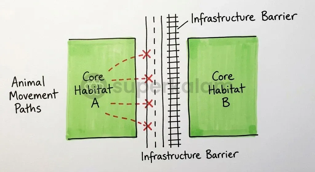 Linear infrastructure bisects core wildlife reserves, severing unnotified migratory corridors and isolating predator populations.