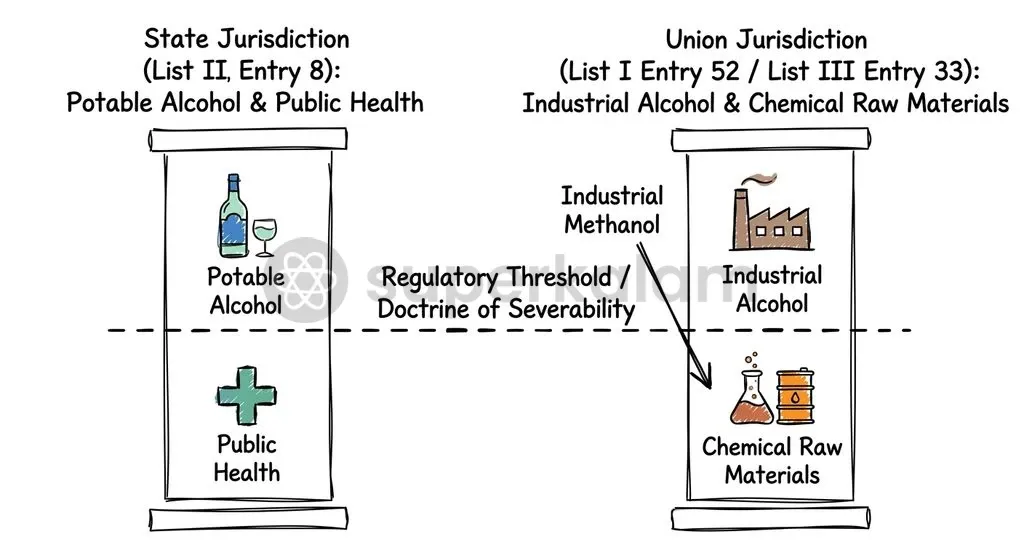 Judicial precedent from Synthetics & Chemicals to Lalta Prasad Vaish clearly delineates Union and State jurisdiction over alcohol.