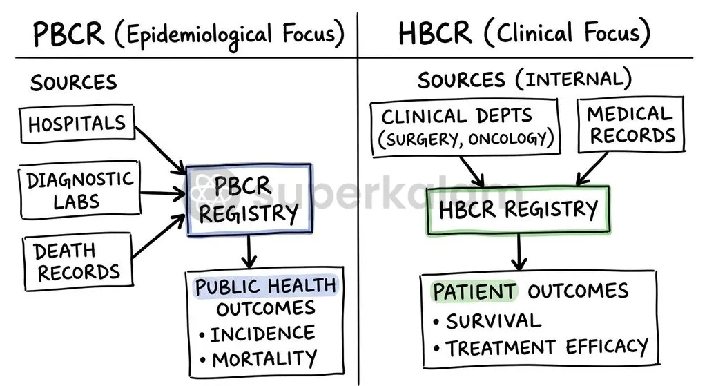 Population-based and hospital-based registries provide distinct epidemiological insights, but population coverage remains restricted to under 17% of India.