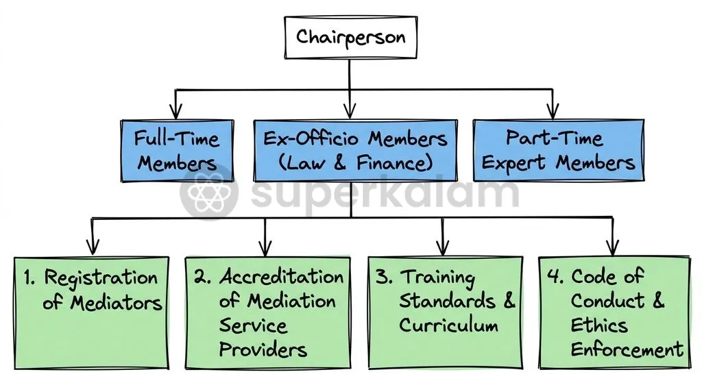 The Mediation Council of India operates as the apex statutory regulator for mediator accreditation, institutional oversight, and ethics enforcement.