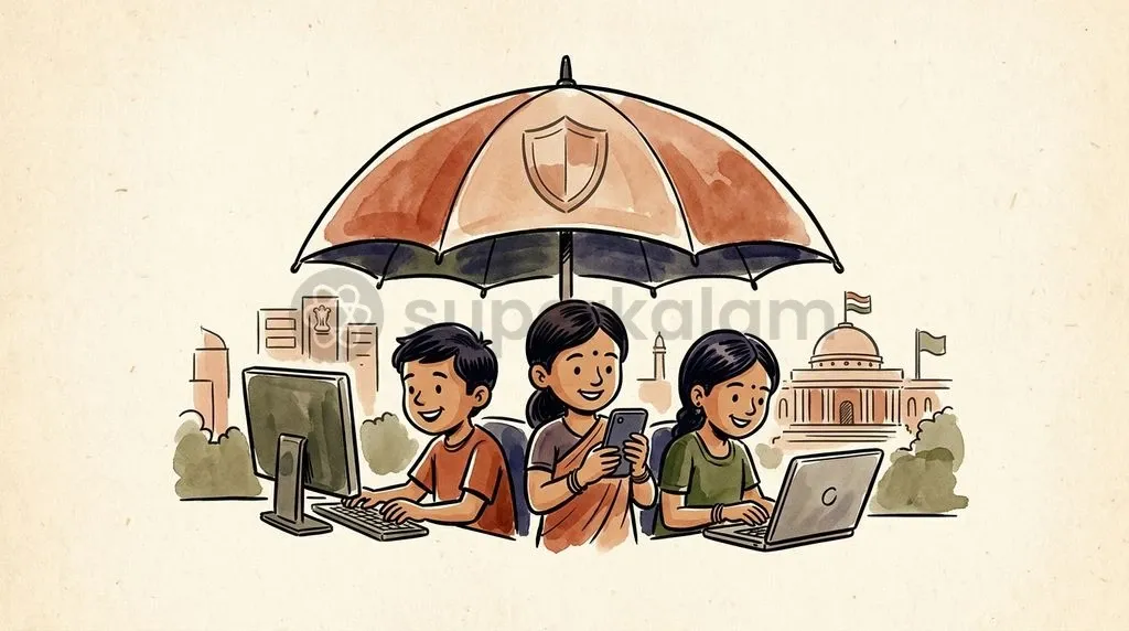 India's institutional framework integrates tech platforms, central nodal coordination, and statutory protections to secure digital spaces for children.