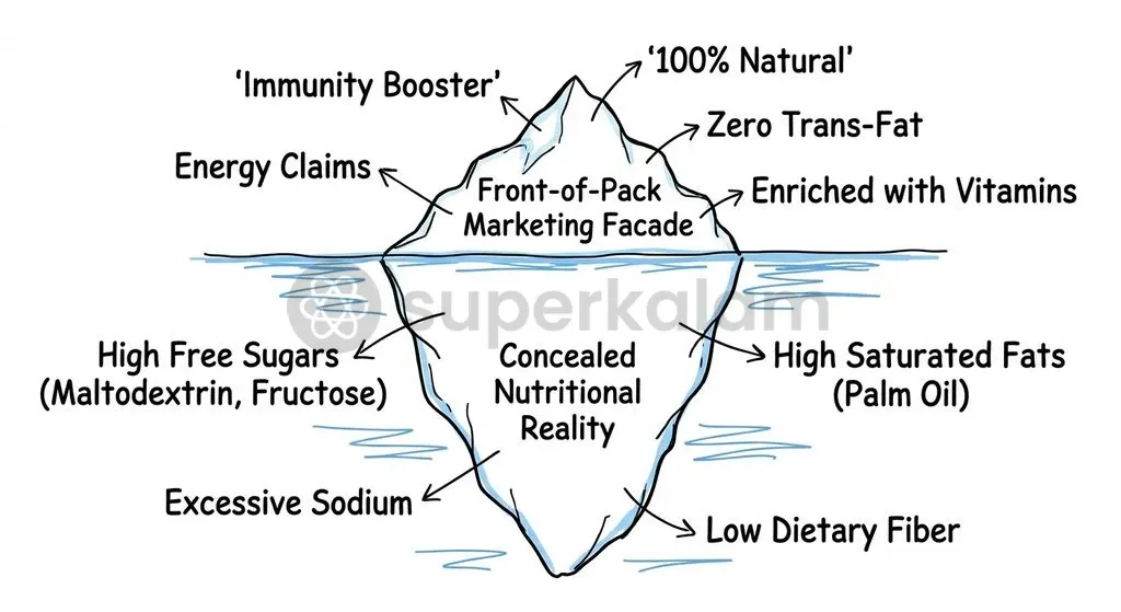 Information asymmetry in food marketing: how front-of-pack wellness buzzwords mask underlying nutritional risks.