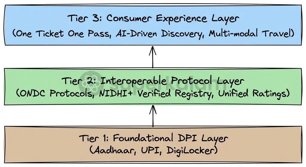 The modular architecture of NDTS integrates identity, payment, and discovery layers to deliver unified travel experiences.
