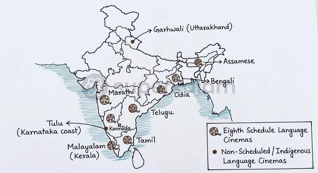 The National Film Awards recognise both Eighth Schedule and non-scheduled linguistic cinema, promoting cultural federalism.
