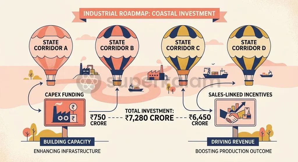Key components of the ₹7,280 crore REPM scheme, integrating fiscal incentives with dedicated coastal industrial corridors.