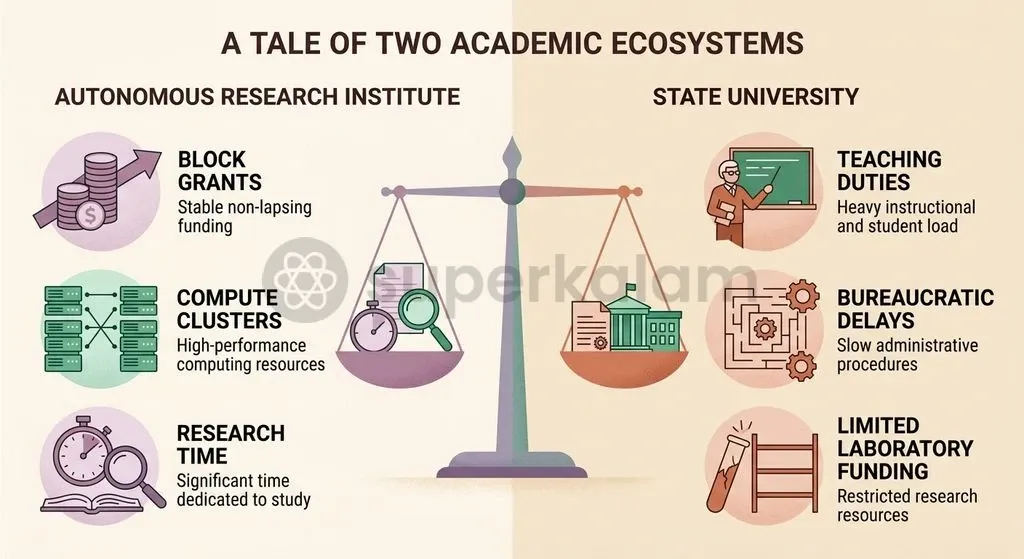 Autonomous enclaves offer non-lapsing block funding and minimal administrative loads, contrasting with the structural constraints of state universities.