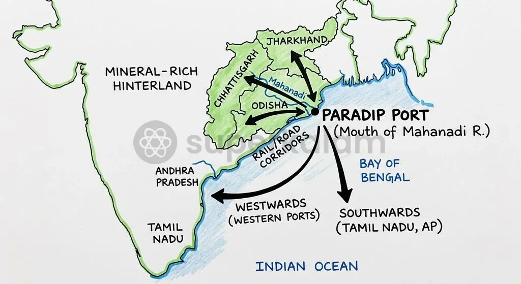 Strategic coastal shipping corridors link Paradip Port directly to power plants and industrial centres across India.