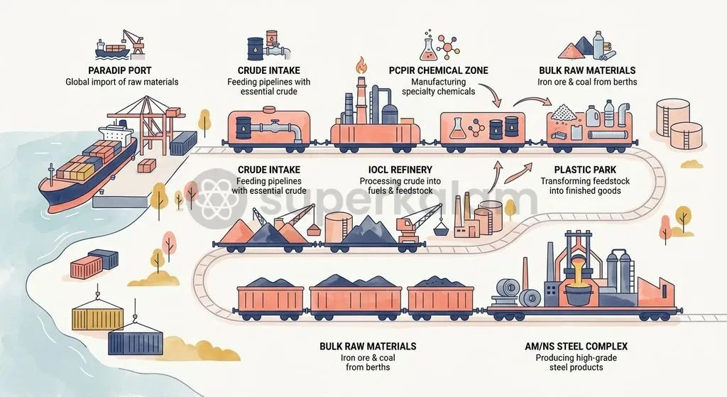Port-proximate industrial clustering integrates raw material imports directly with coastal heavy manufacturing.