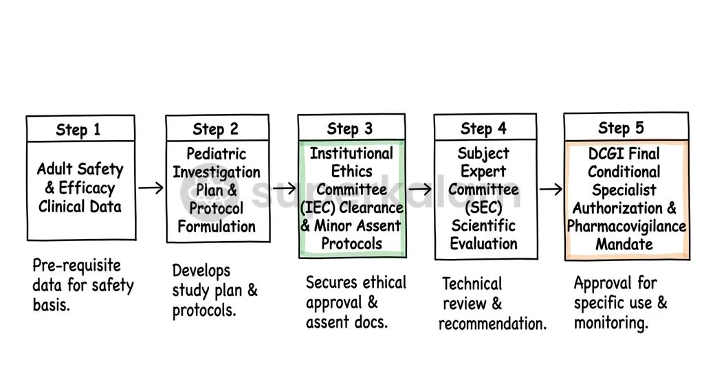 Schedule III of the New Drugs and Clinical Trials Rules 2019 establishes a phased, adult-first approval process before pediatric clearance.