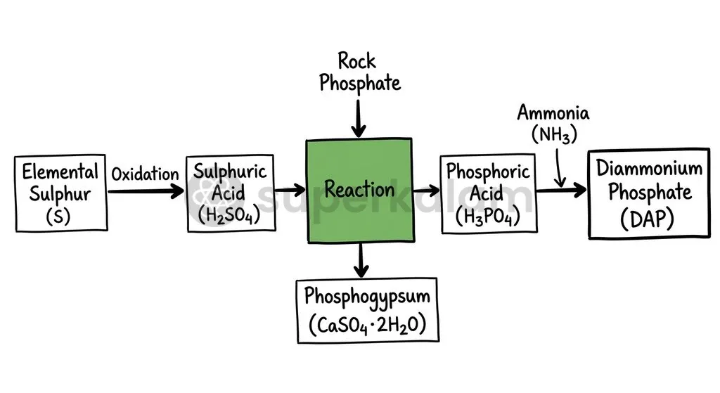 The wet-process manufacturing pathway demonstrates why sulphuric acid availability directly dictates phosphatic fertiliser output.