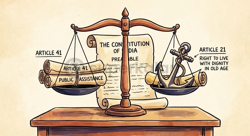 Judicial interpretation under Article 21 links the state's directive principles under Article 41 directly to the fundamental right to live with dignity.