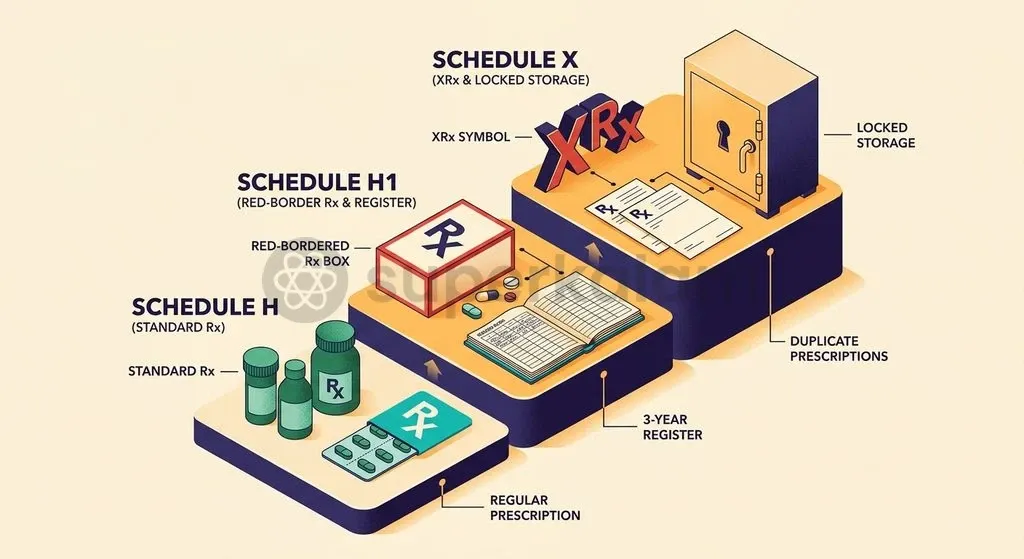 India's drug rules enforce distinct labelling and record-keeping mandates across different prescription schedules.