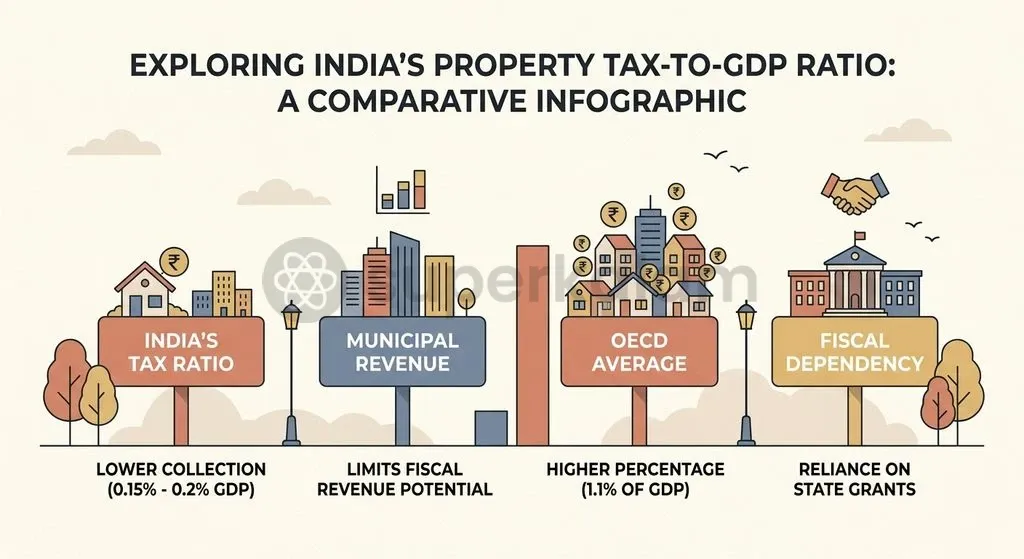 India's property tax collection of under 0.2% of GDP lags significantly behind international benchmarks.