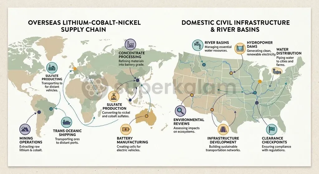 Battery storage faces critical mineral import exposure, whereas pumped storage hydro must navigate complex land, water, and clearance hurdles.